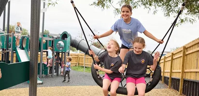 Children having fun on a playground during outdoor activities at Billing Aquadrome