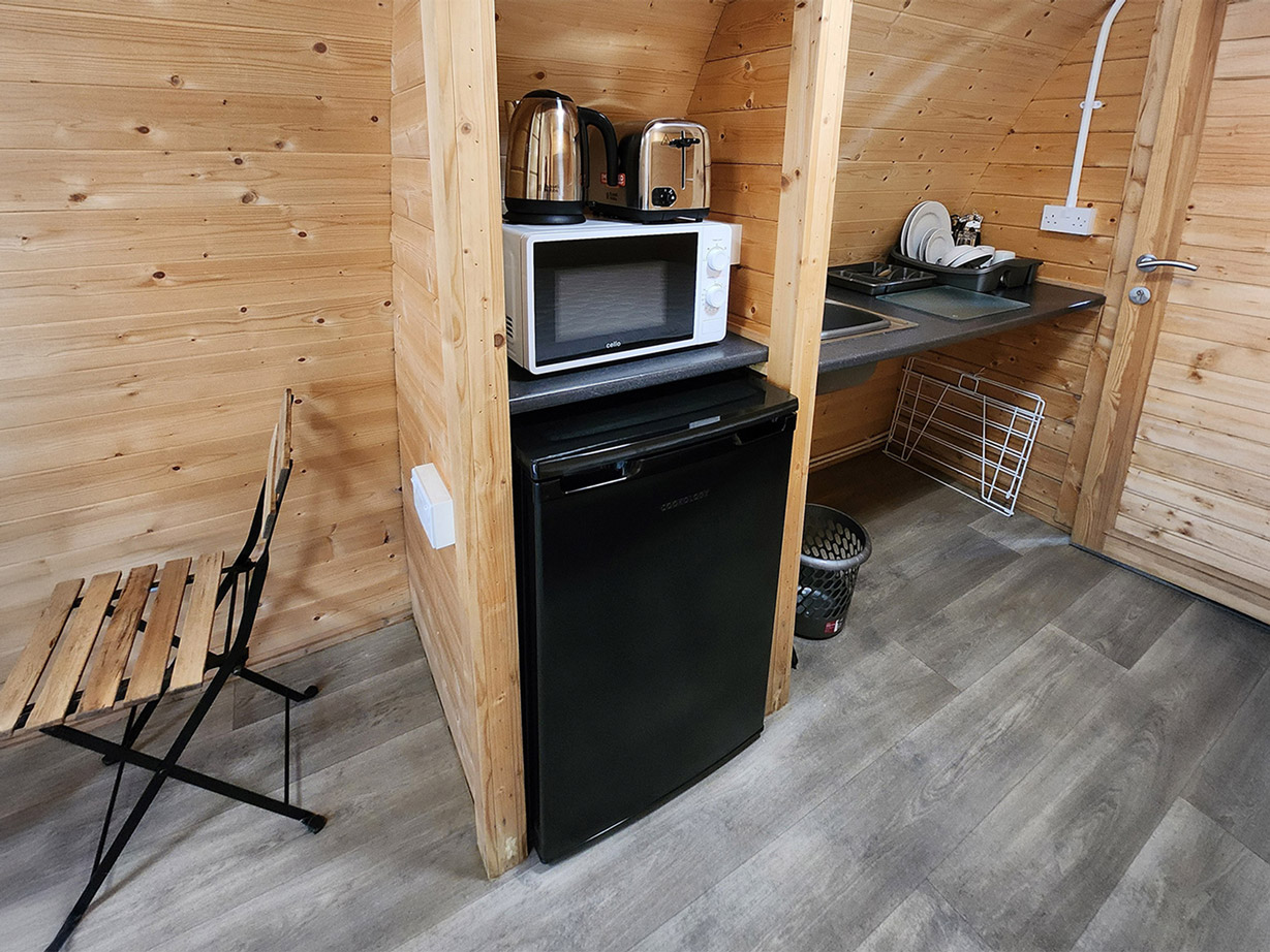 Accommodation Glamping Pod Kitchenette Facilities at Billing Aquadrome