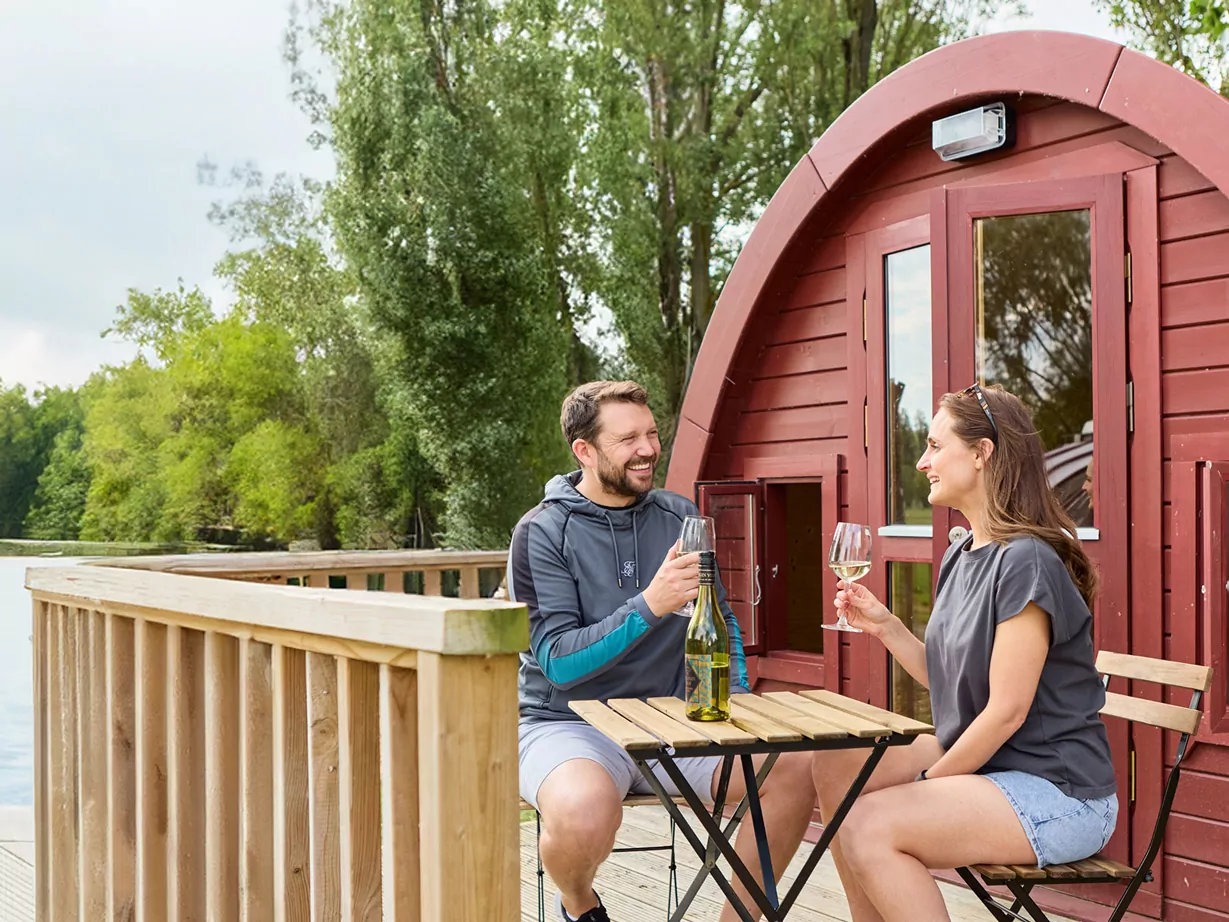 Accommodation Lakeside Glamping Pod Decking at Billing Aquadrome