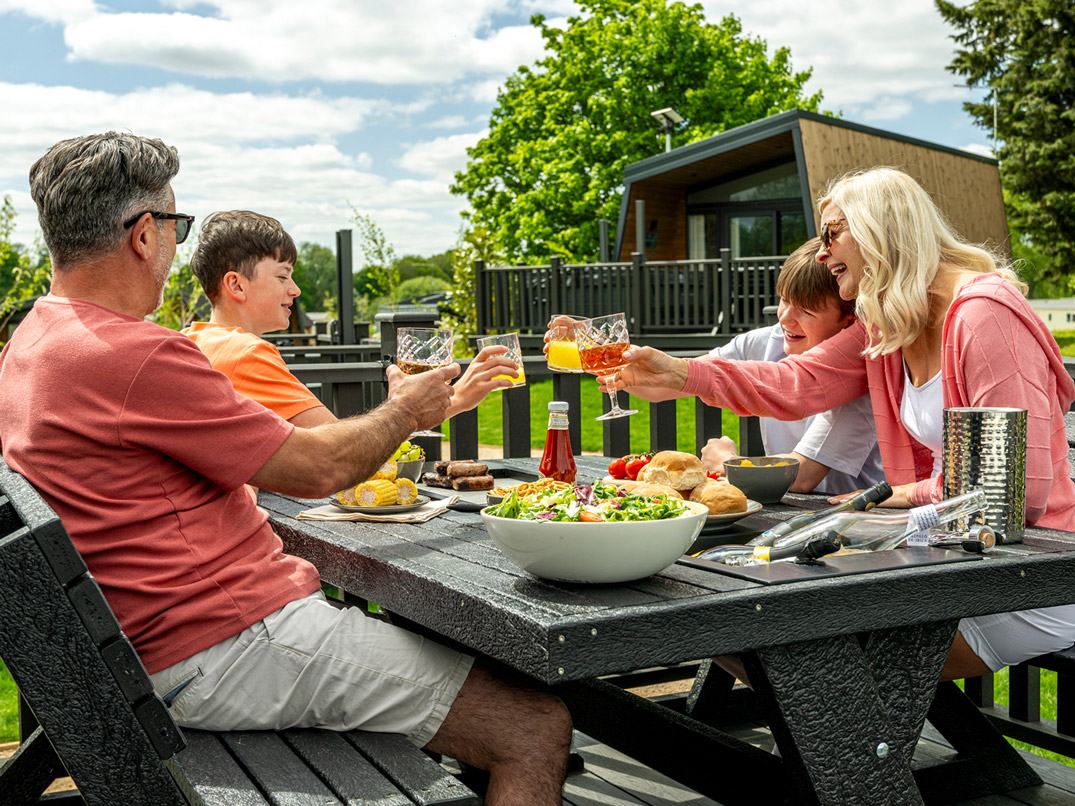 Accommodation Outdoor Decking Area at Billing Aquadrome
