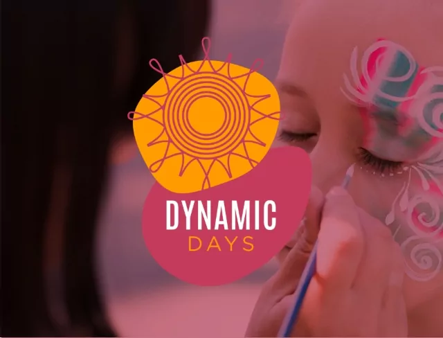 Logo of Dynamic Days featuring vibrant colors and artistic face painting elements, symbolizing creativity and fun.