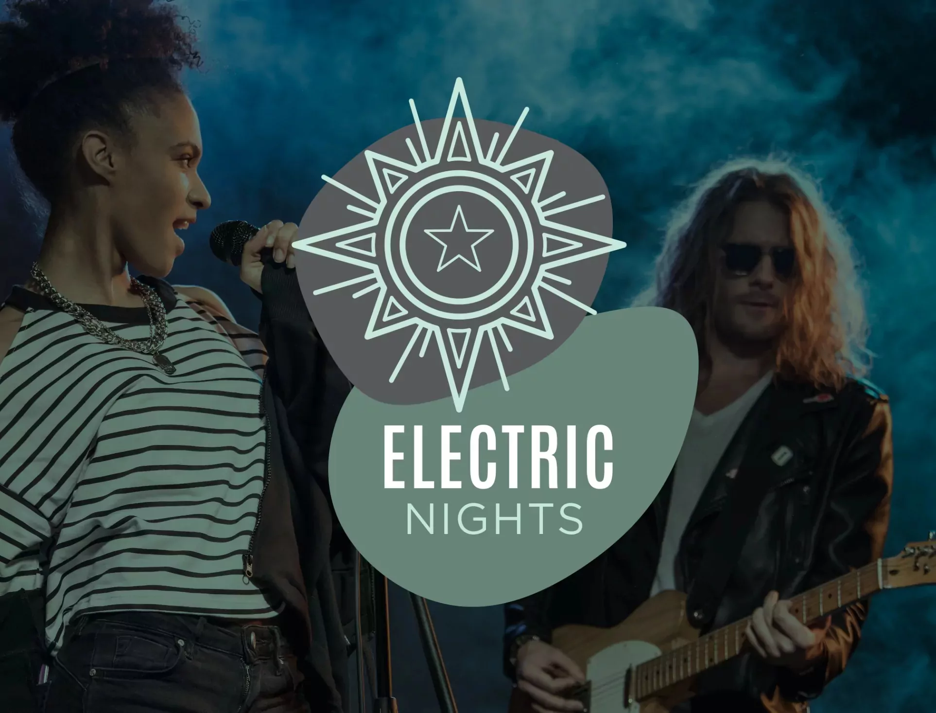 Live band performance during Electric Nights at Meadow Bay Villages’ Billing Aquadrome, featuring a female singer and guitarist under vibrant stage lights