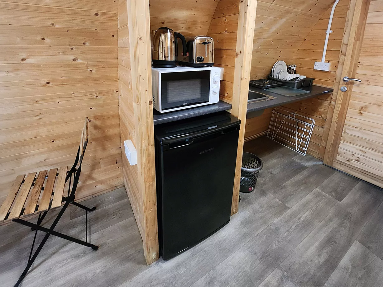 Accommodation Glamping Pod Kitchenette Facilities at Billing Aquadrome