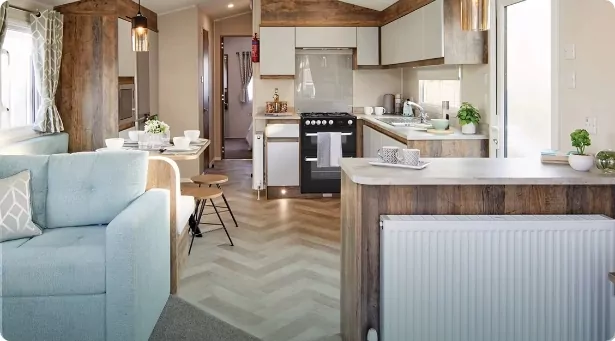 Gold caravan living room image