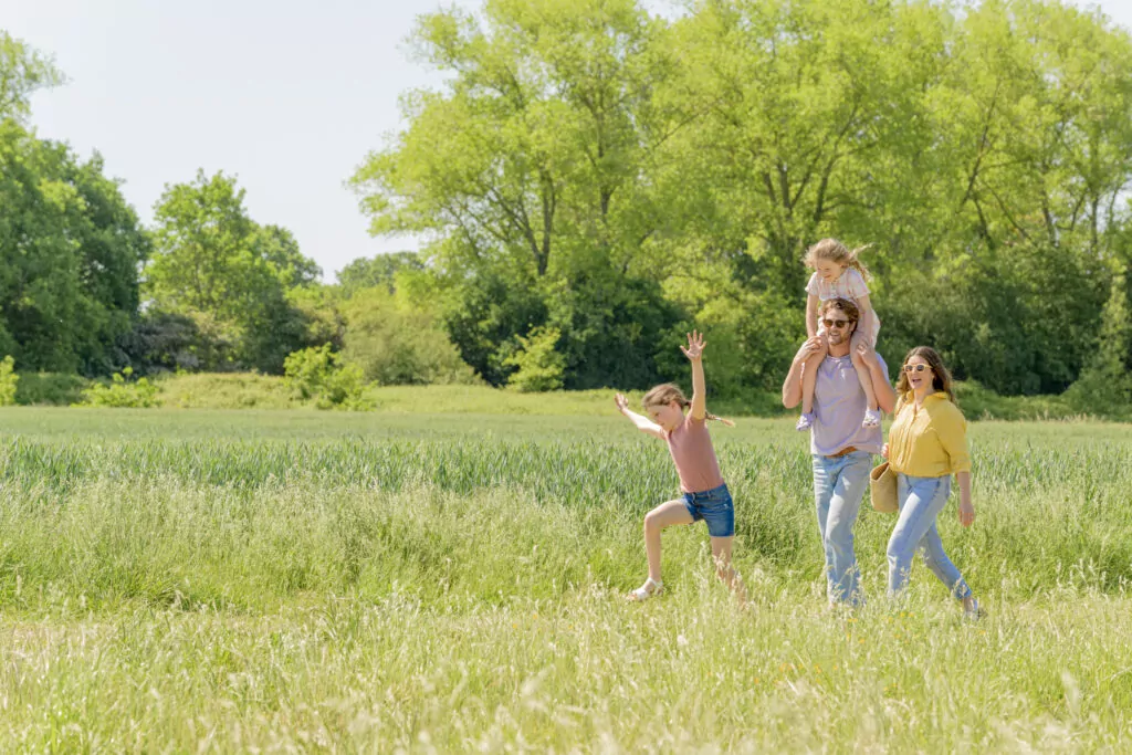 Family on a day out on Hayling Island